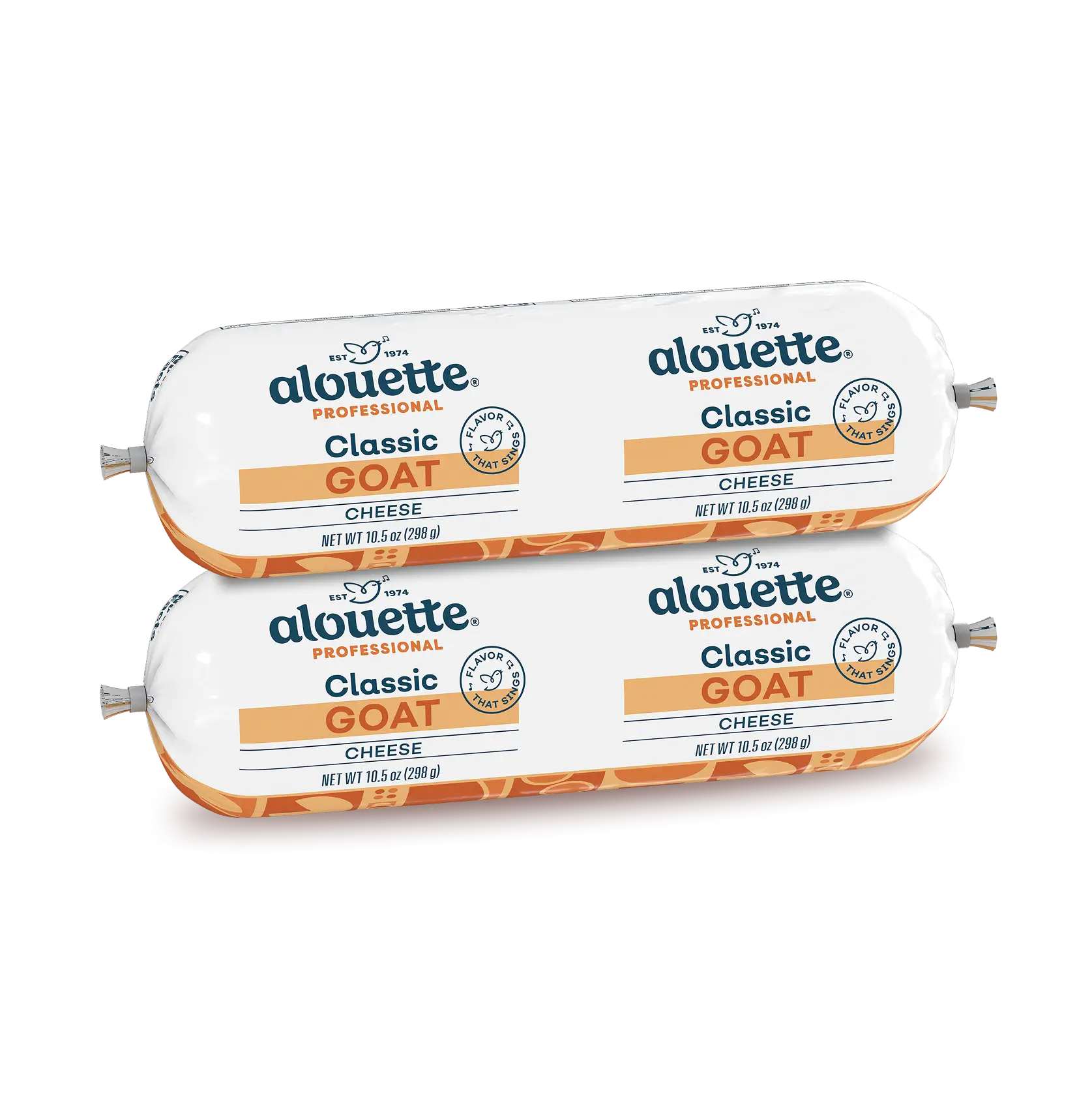 Four rolls of Alouette Professional Classic Goat Cheese, each 10.5 oz, arranged in two stacked pairs against a white background.